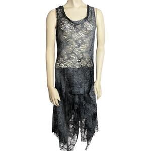Sleeveless Mesh Hi-Low Dress Gray Women's Size S Goth Whimsigoth Witchcore Net